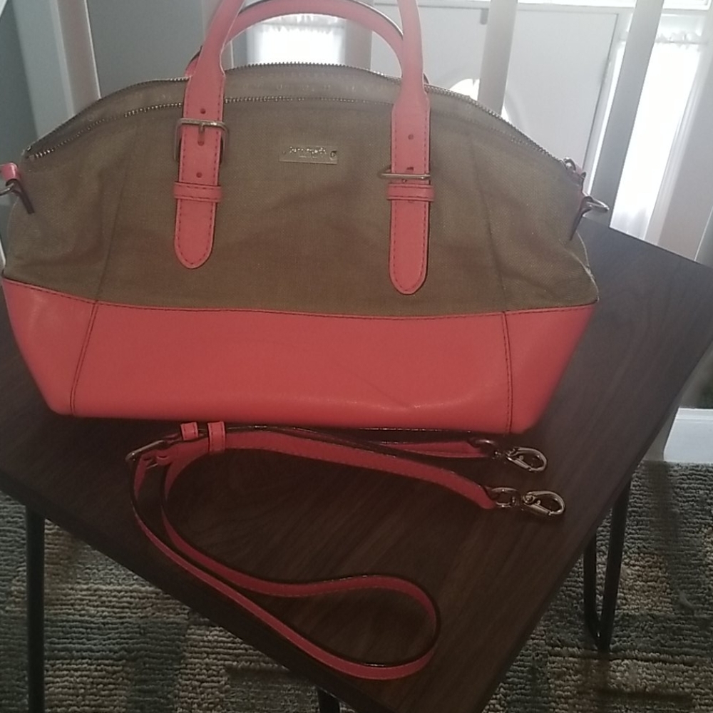 Linen and melon colored Kate Spade bag